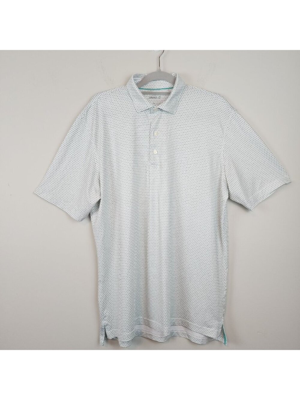 Johnnie - O Men sz L short sleeve polo shirt green dots performance wear golf